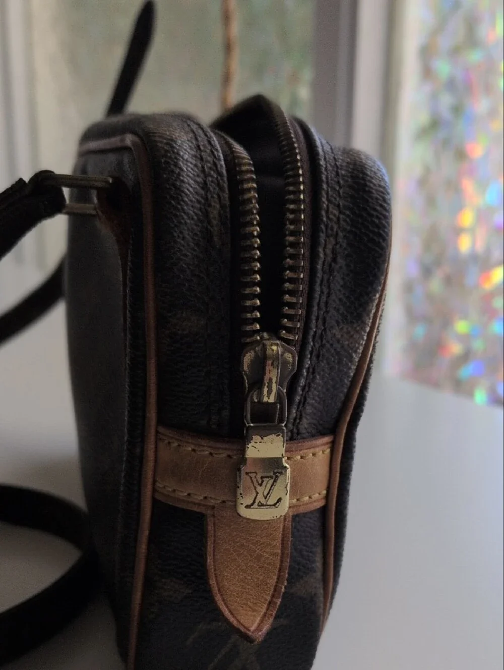 Louis Vuitton Brown Monogram Canvas Messenger Bag with Tan Trim
